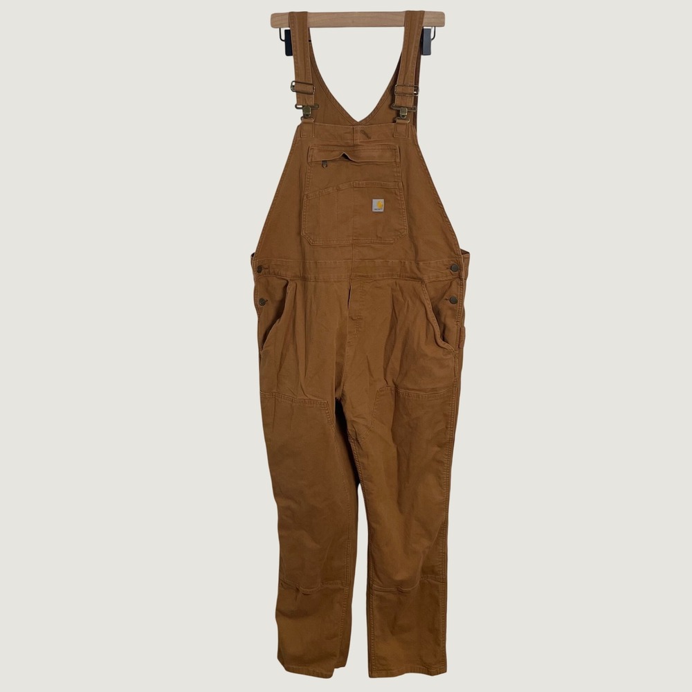 Carhartt Ashland Bib Overalls Womens XL Tall Brown Rugged Flex Canvas Loose Fit